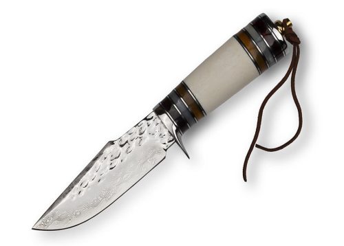 TAKOMA DAMASCUS LOVSKI NOŽ – PREMIUM DAMAST NOŽ Z USNJENIM ETUIJEM