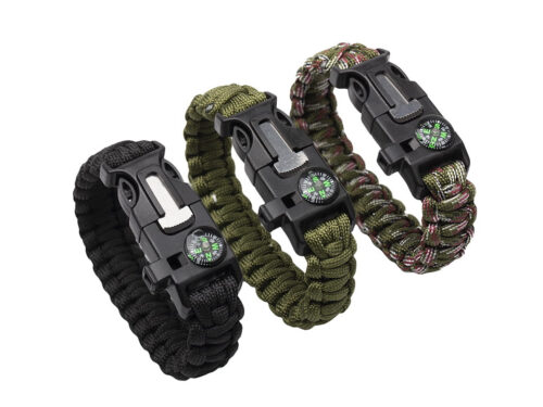 SURVIVAL PARACORD ZAPESTNICA 5v1 – KRESILO, KOMPAS IN PIŠČALKA