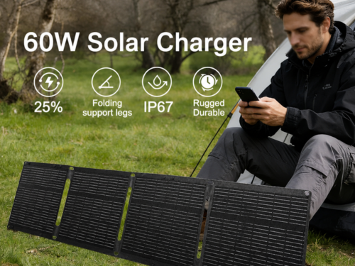 60 W VODOODPORNI ZLOŽLJIVI SOLARNI PANEL – USB, USB-C IN DC IZHOD