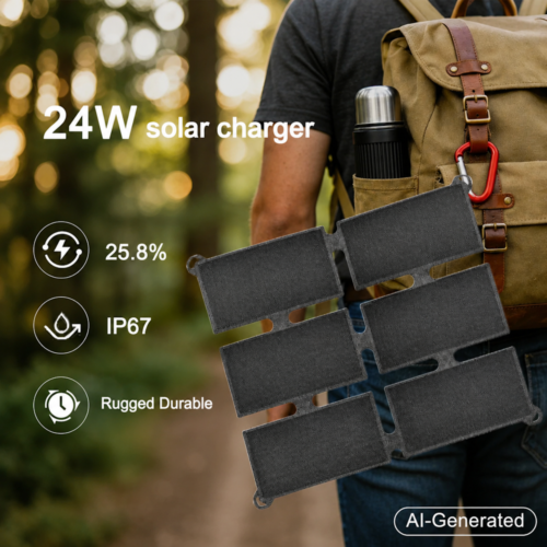 24 W VODOODPORNI ZLOŽLJIVI SOLARNI PANEL – USB + USB-C