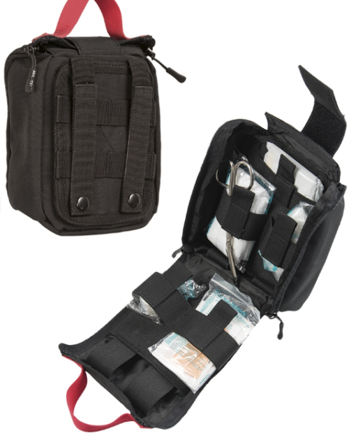 MIL-TEC® IFAK KOMPLET PRVE POMOČI – LASER CUT MOLLE, 25-DELNI, ČRN