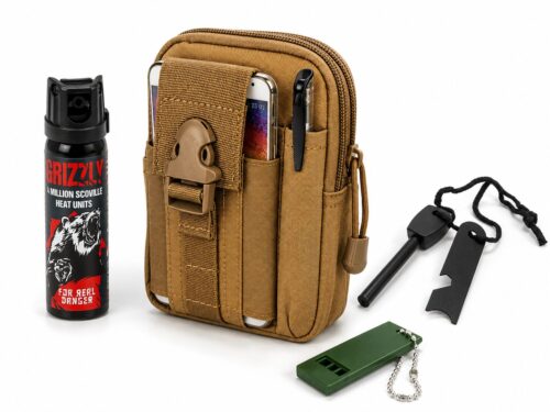 SET ZA VARNOST V GOZDU – GRIZZLY 63 ML + TAKTIČNA TORBICA + KRESILO