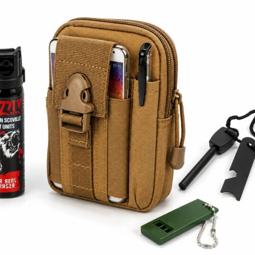 SET ZA VARNOST V GOZDU – GRIZZLY 63 ML + TAKTIČNA TORBICA + KRESILO