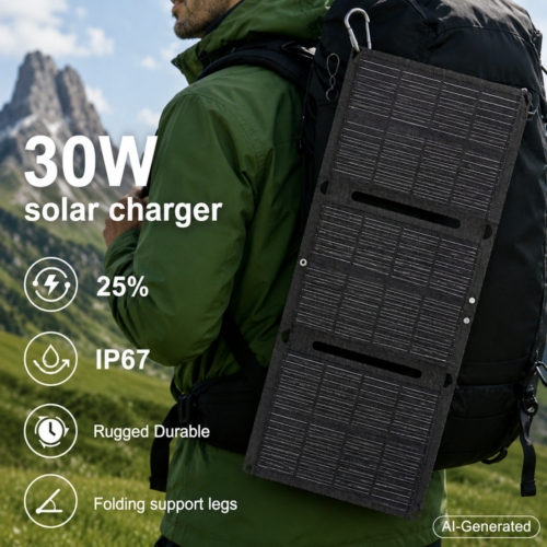 30 W VODOODPORNI ZLOŽLJIVI SOLARNI PANEL – USB + USB-C