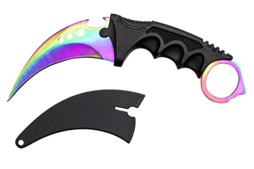 KARAMBIT CS:GO RAINBOW FADE – TAKTIČNI NOŽ Z MAVRIČNIM REZILOM IN ETUIJEM