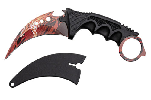 KARAMBIT CS:GO INFERNO – TAKTIČNI NOŽ Z OGNJENIM DIZAJNOM IN ETUIJEM