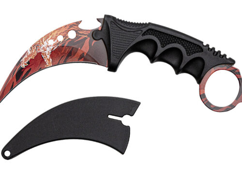 KARAMBIT CS:GO INFERNO – TAKTIČNI NOŽ Z OGNJENIM DIZAJNOM IN ETUIJEM