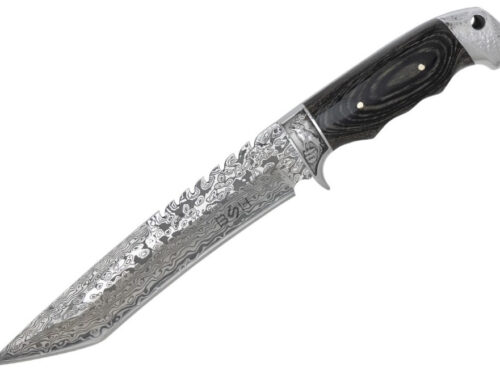 NOŽ BSH ADVENTURE WOLF FANG – 30,5 CM, 440 JEKLO, DAMASCUS VZOREC IN ŽAGA